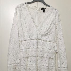 Aqua ruffled eyelet dress